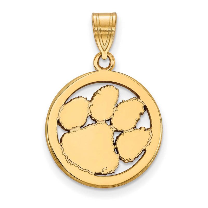 14k Gold Plated Silver Clemson U Small Circle Pendant